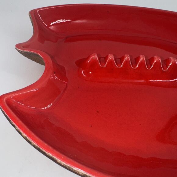 Ashtray Vintage Sequoia Ware 8005 Atomic Red MCM USA Pottery Unique 5-Slot - Picture 3 of 14